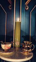 Load image into Gallery viewer, Olive Green Pillar Candle
