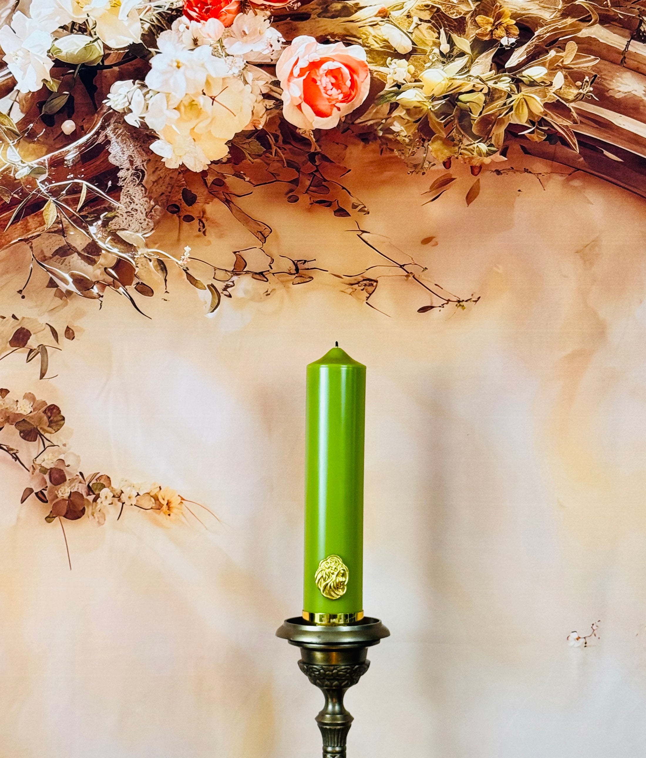 Olive Green Pillar Candle